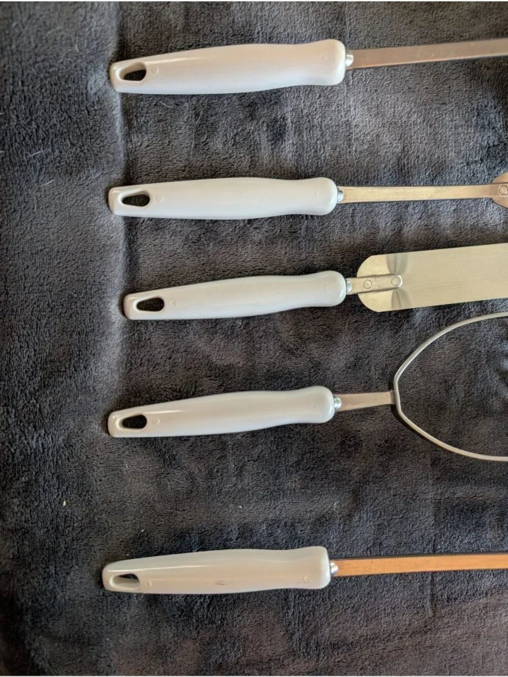 Vintage Mid Century EKCO USA 5-Piece Purple Flower Power Utensil Set